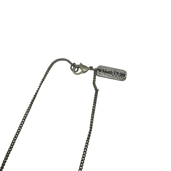 Antique Brass Necklace Matt 17:20 Stone Feather Mustard Seed Charms - Picture 4 of 6